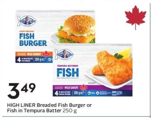 HIGH LINER Breaded Fish Burger or Fish in Tempura Batter 250 g