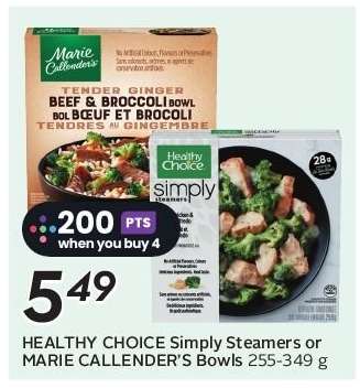 HEALTHY CHOICE Simply Steamers or MARIE CALLENDER'S Bowls