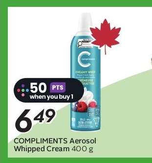 COMPLIMENTS Aerosol Whipped Cream 400 g