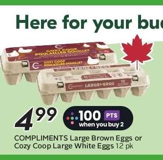 COMPLIMENTS Large Brown Eggs or Cozy Coop Large White Eggs 12 pk