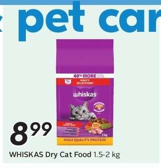 WHISKAS DRY CAT FOOD, 1.5/2 kg