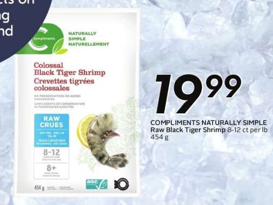 COMPLIMENTS NATURALLY SIMPLE Raw Black Tiger Shrimp