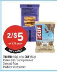 TRUBAR (50g) or CLIF (68g)