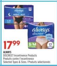 Always Discreet Incontinence Products