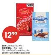 LINDT LINDOR (150g) or GHIRARDELLI (151g - 153g)