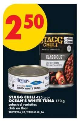 STAGG CHILI or OCEAN'S WHITE TUNA