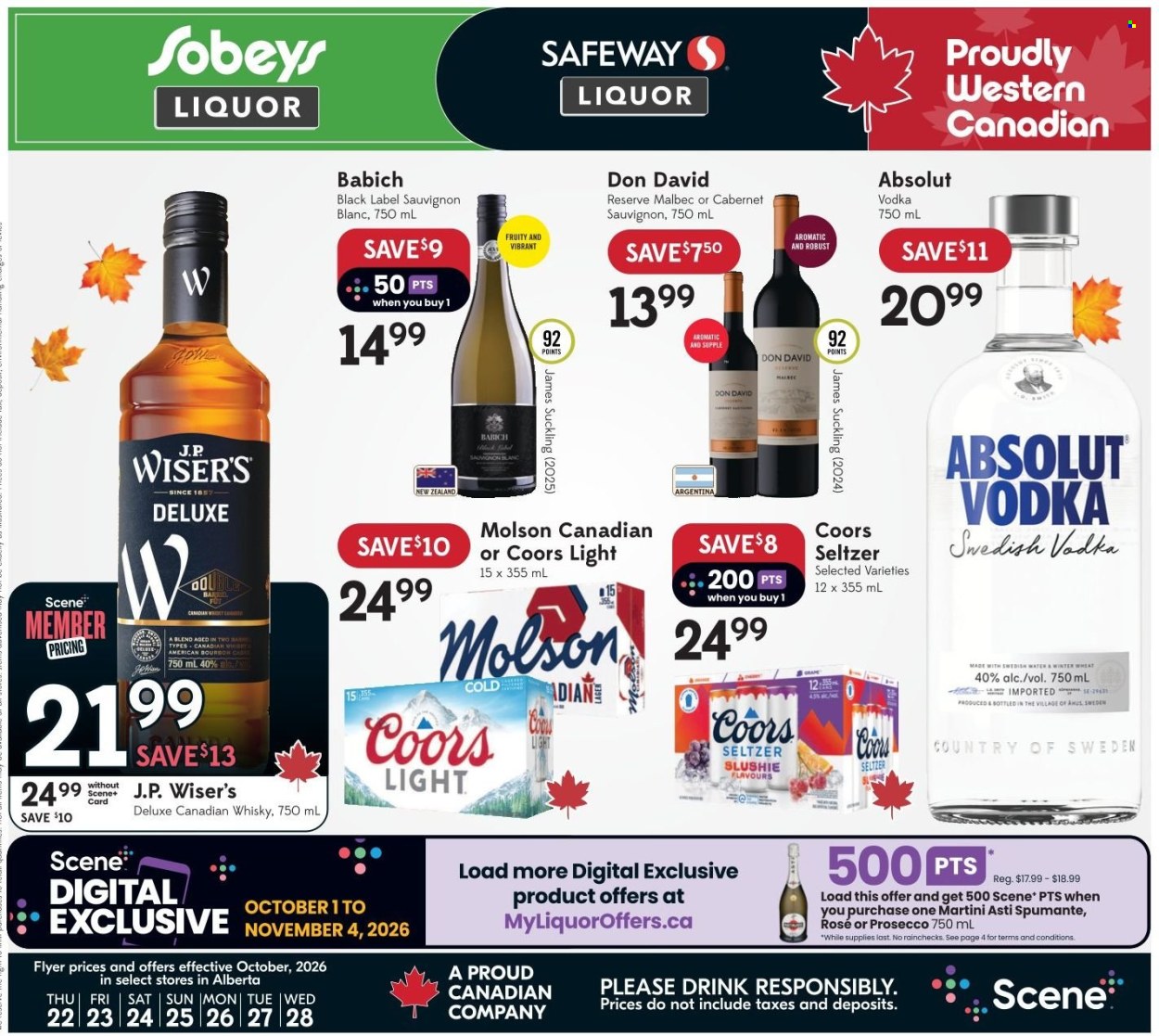 Sobeys Liquor flyer - October 22, 2026 - October 28, 2026. Page 1