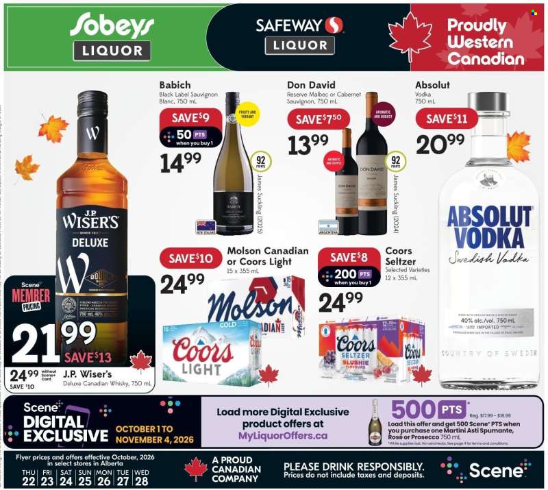 Sobeys Liquor Flyer - October 22, 2026 - October 28, 2026.