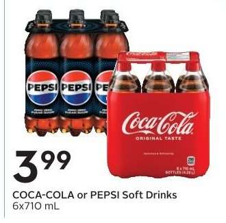 COCA-COLA or PEPSI SOFT DRINKS