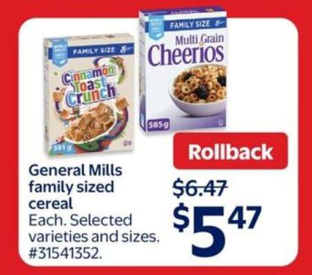 General Mills family sized cereal