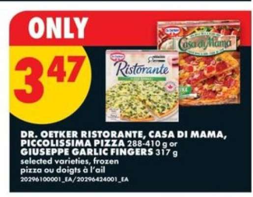 Dr. Oetker Ristorante, Casa di Mama, Piccolissima Pizza or Giuseppe Garlic Fingers
