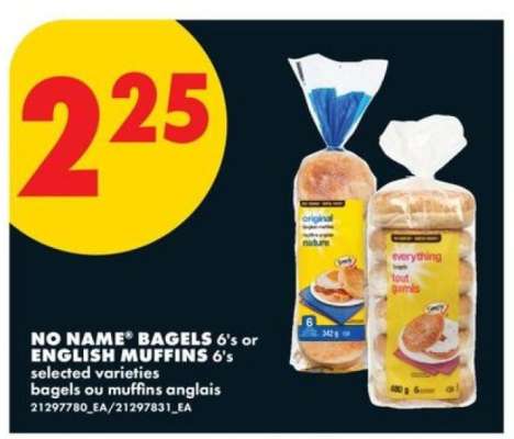 NO NAME BAGELS 6's or ENGLISH MUFFINS 6's