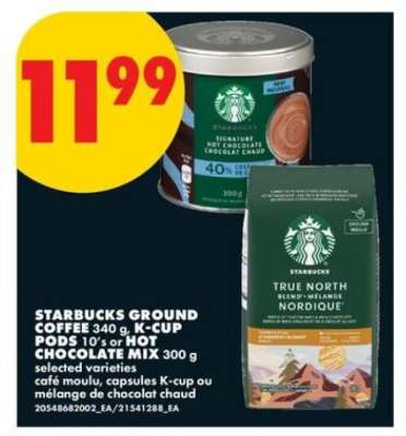 STARBUCKS GROUND COFFEE, K-CUP PODS or HOT CHOCOLATE MIX