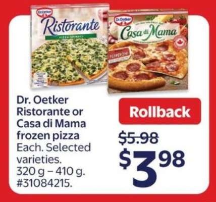 Dr. Oetker Ristorante or Casa di Mama Frozen Pizza