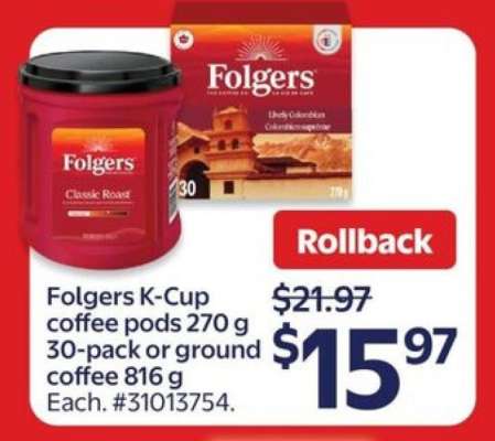 Folgers K-Cup coffee pods or ground coffee