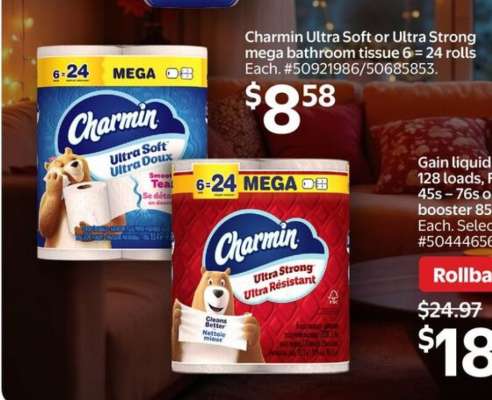Charmin Ultra Soft or Ultra Strong Mega Bathroom Tissue