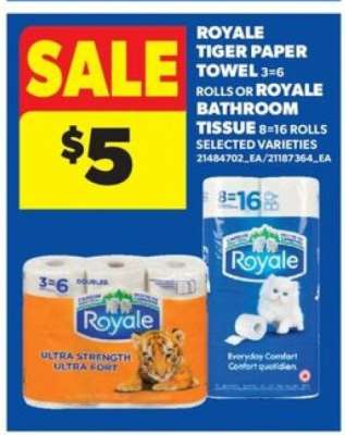 Royale Tiger Paper Towel or Royale Bathroom Tissue