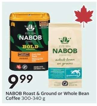 NABOB Roast & Ground or Whole Bean Coffee